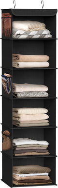 Simple Houseware 6-Shelf Hanging Closet Organizer - Space-Saving Storage Solution, Black
