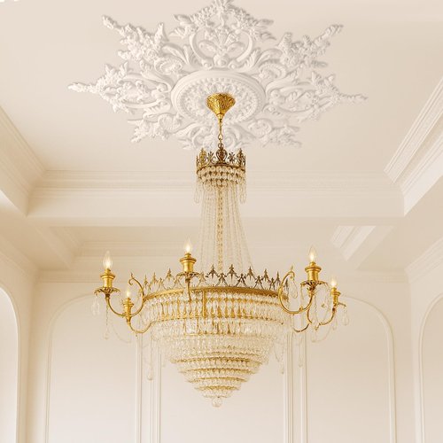 Nuanchu 32.7'' Large PU Ceiling Medallion Combination Decorative 2.36'' ID French Style Chandelier Base Ceiling Medallion for Light Fixtures Victorian Rosette Light Covers for Chandeliers(Stylish)