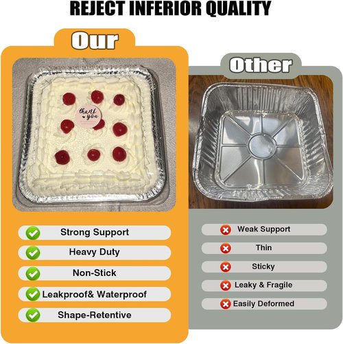 Aluminum Baking Cake Pans by [Brand Name] - 8x8 Square Foil Pans with Clear Plastic Lids for Easy Food Storage