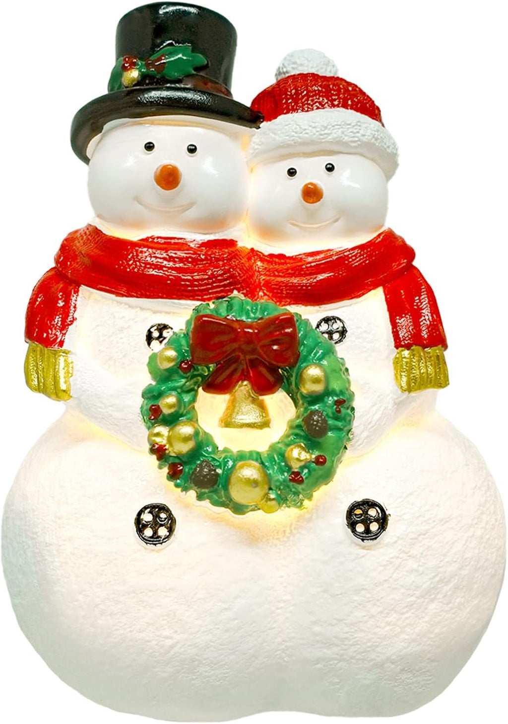Snowman Couple Figurines - Charming Resin Christmas Decorations | Festive Tabletop Home Decor