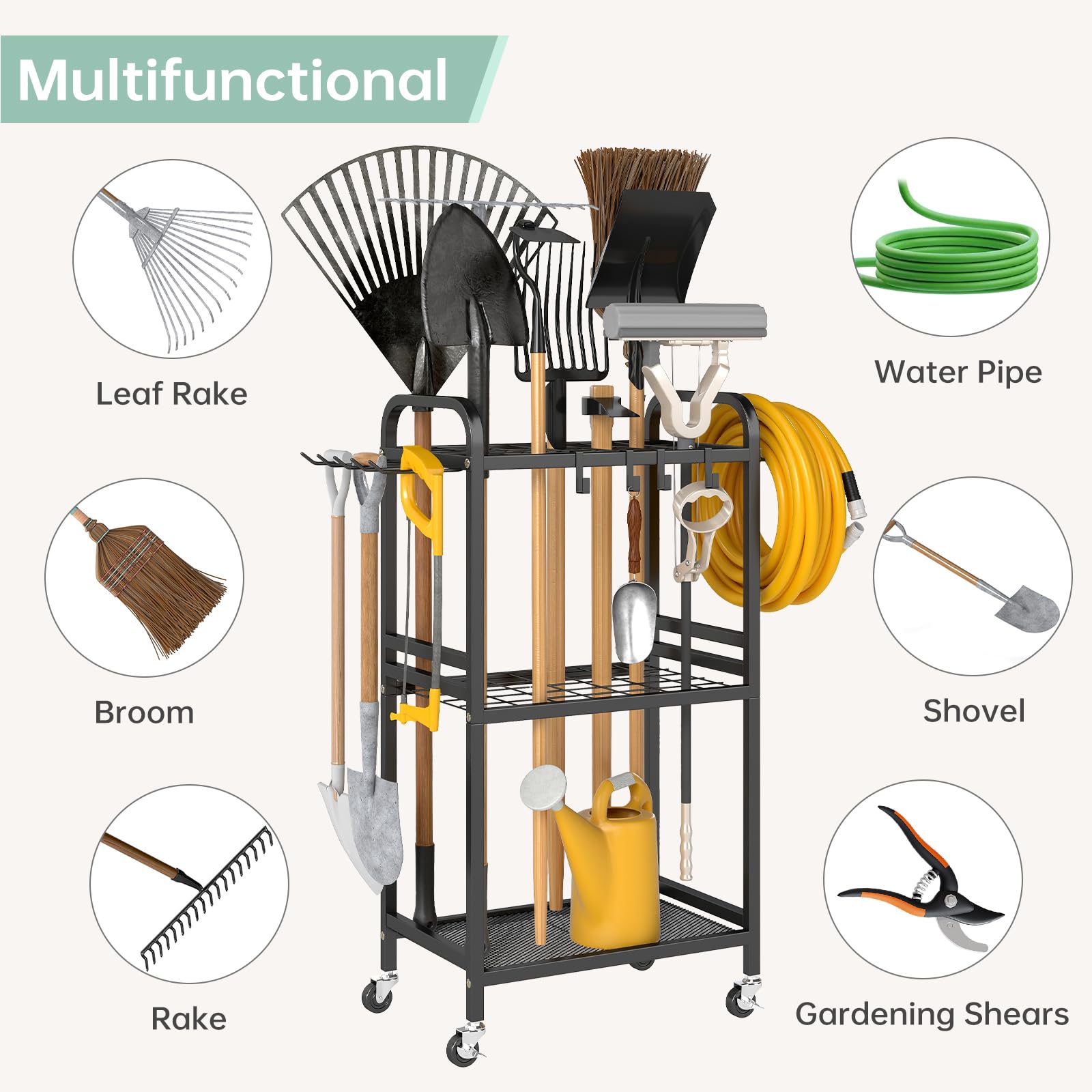 Hadulcet Garden Tool Organizer, Rustic Brown