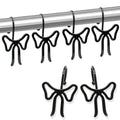 Big Bow Decorative Shower Curtain Hooks, Bowknot Shower Curtain Rings, Fashion Bow Shower Curtain Hangers, 12PCS Stylish Shower Hooks for Shower Curtain, Bathroom, Bedroom, Home Decor (Black)