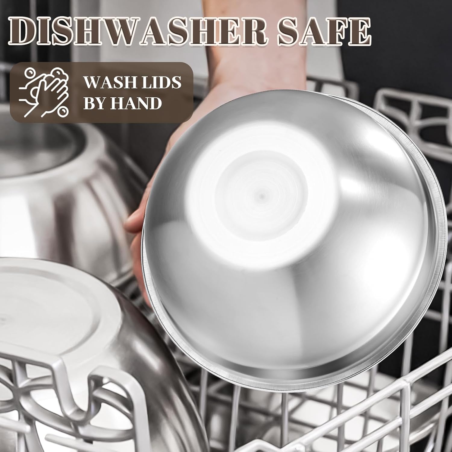 Stainless Steel Mixing Bowls Set by [Brand Name] - 7PCS Nesting Bowls with Lids for Baking & Meal Prep | Dishwasher Safe, Khaki