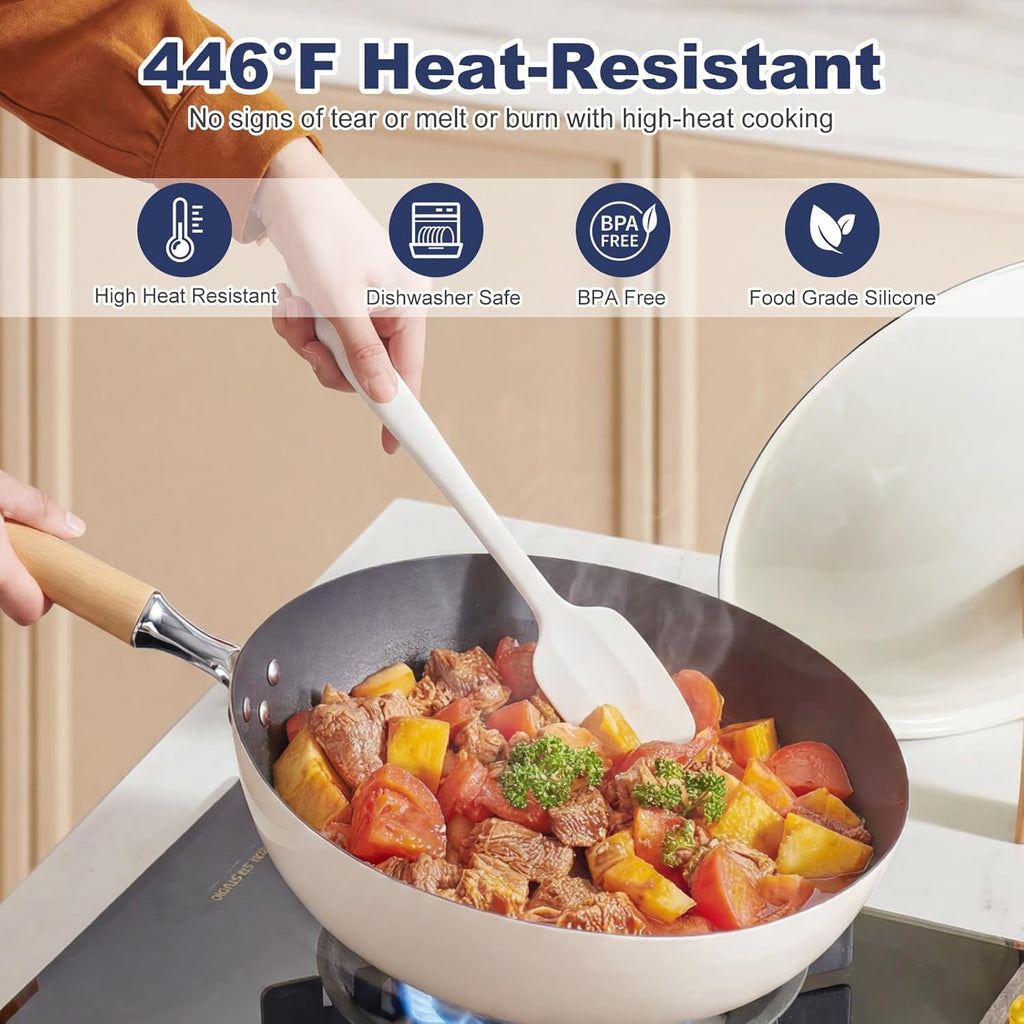 Skiennix Premium 5-Piece Silicone Spatula Set - 446°F Heat Resistant for Nonstick Cookware & Baking