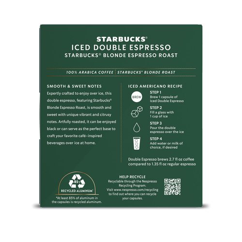 Starbucks by Nespresso Vertuo, Iced Blond Roast Coffee, 32-count Coffee Pods, Brews 2.7 oz.