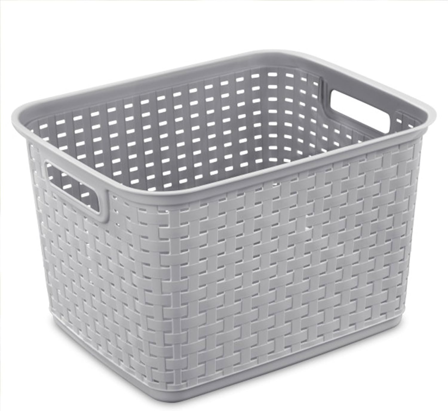 Sterilite Tall Weave Storage Baskets - 6-Pack Woven Plastic Organizers in Cement Gray for Home & Dorm Use