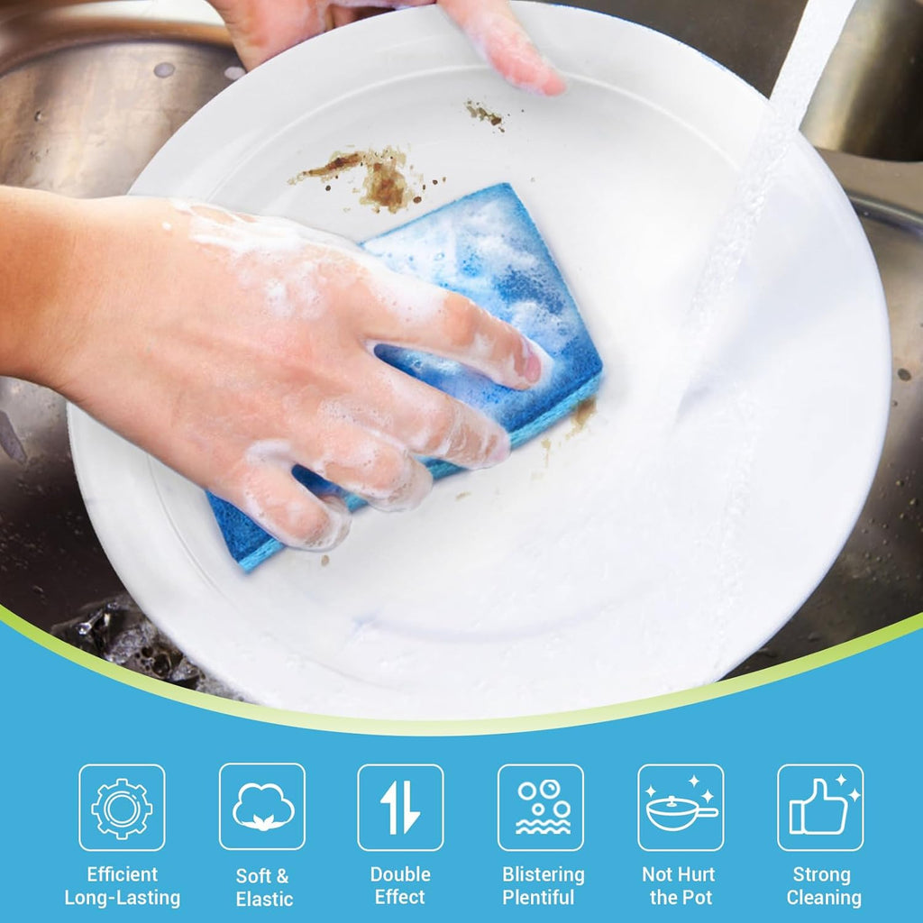 AIDEA Non-Scratch Scrub Sponges - 6 Count | Fast Cleaning Power for Non-Stick Cookware & Dishes