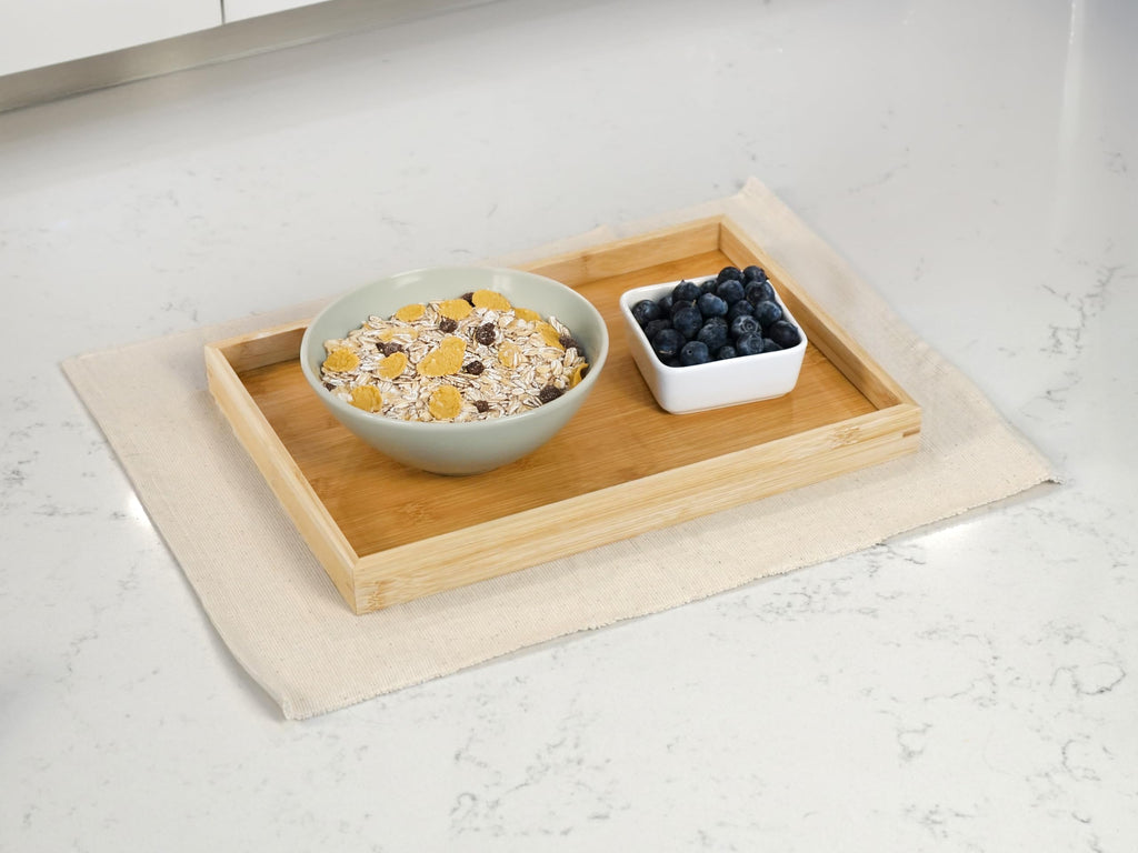 Natural Bamboo Serving Tray Platter 13 x 9 Rectangular, Bamboo
