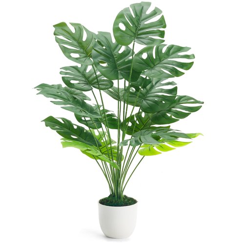 Der Rose 28" Fake Plants Large Artificial Monstera Faux Potted Plants Indoor Tall Tree for Living Room Decor