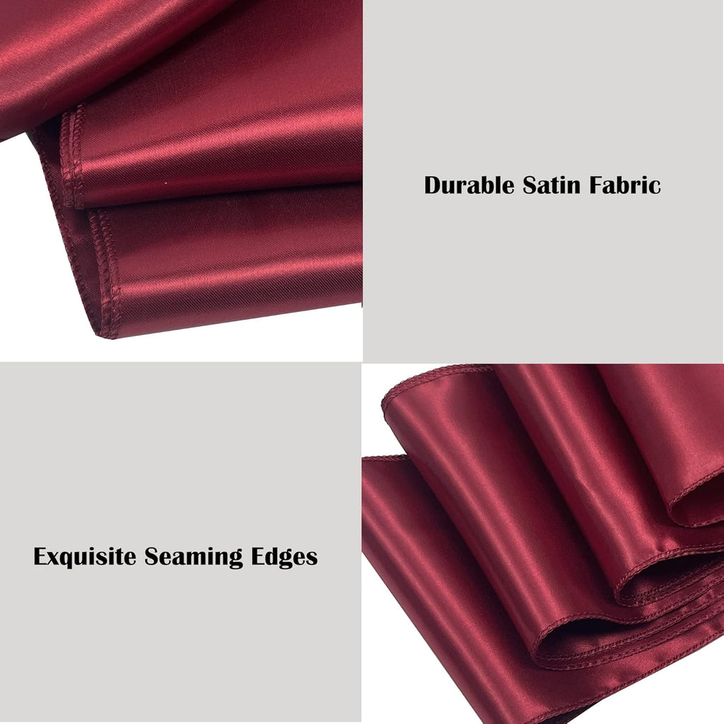 Regine Switzerland Satin Chair Sashes - 50PCS Burgundy Ribbon Ties for Wedding & Event Decor