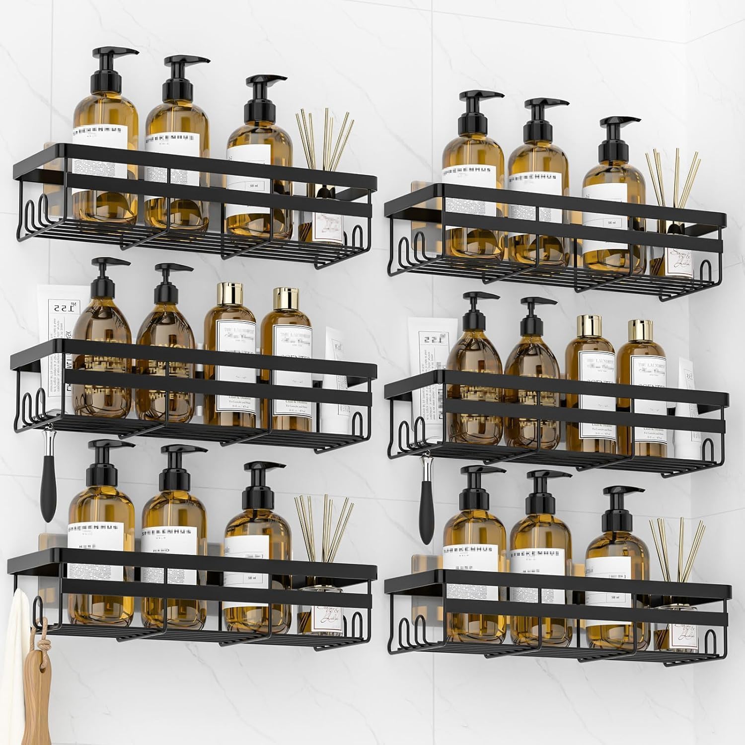 WOWBOX Shower Caddies - 2 Pack Adhesive Hanging Shelves | No-Drill Stainless Bathroom Organizers