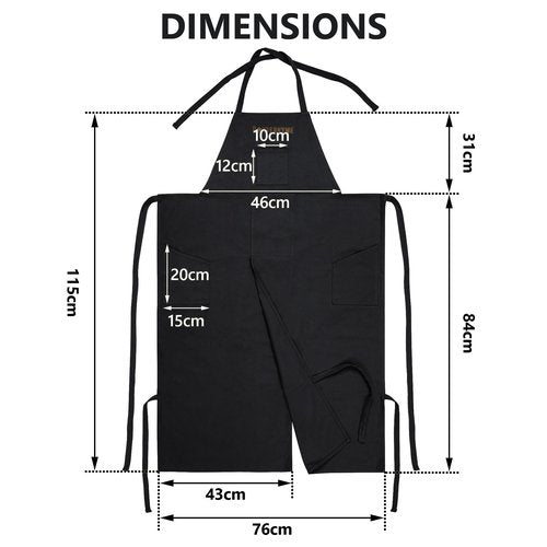 Potterhyme Full Coverage Pottery Apron Split Leg - 100% Cotton Canvas Potter's & Ceramics Apron with Pockets for Women & Men (Black)