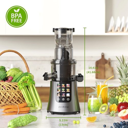 Cold Press Juicer, 3.2" Feed Chute with Dual Strainers (Juice & Sorbet), Cold Press Juicer For Whole Fruits & Vegetables, Juicer Machines with BPA Free (Gray)