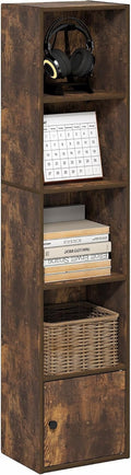 Furinno LUDER 5-Tier Bookshelf - Stylish Open Shelf & 1 Door Cabinet | Amber Pine, Ideal for Living Room & Home Office