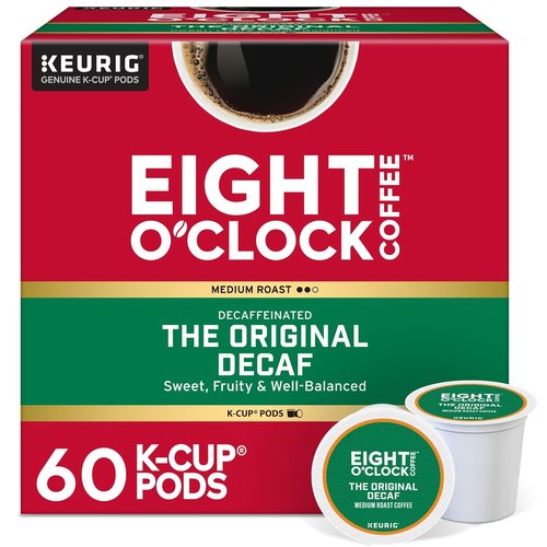 Eight O'Clock Coffee Decaf Medium Roast K-Cup Pods - Single-Serve, 60 Count for Convenient Brewing