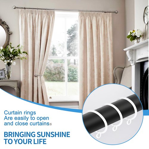 AMZSEVEN 44 Pack Curtain Rings with Eyelets, Metal Drapery Rings for Pinch Pleat Curtains, Drape Ring 1.5 Inch I D, Fits Up to 1.2 in Rod (White)