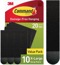 Command 20 lb XL Heavyweight Picture Hanging Strips - Damage-Free Hangers for Easy Wall Decor | 10 Pairs, Black