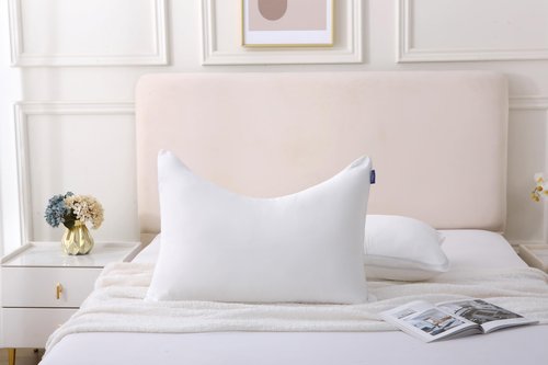 CUSHYZ Cooling Pillow Covers for Curved Pillows – 2-Pack 28x20 Pearl White Moon-Shaped Zippered Pillowcases, 100% Rayon Derived from Bamboo, Ultra-Soft, Silky, Breathable, & Wrinkle‑Resistant
