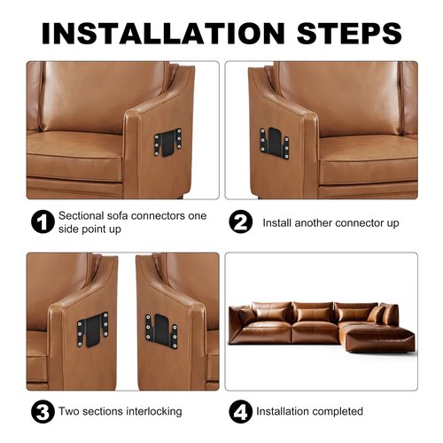 Eunenete 4 Pcs Universal Sectional Sofa Interlocking, Sectional Couch Connectors,Sofa Connector Bracket