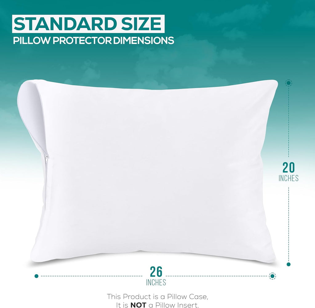 Utopia Bedding Pillow Protectors - Set of 2 Zippered Standard Size, Waterproof & Bed Bug Proof (White)