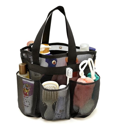 Large Capacity Mesh Shower Caddy for College Dorm Room Essentials with 6 Deeper Pockets, Shower Bag for Toiletry, Portable Hanging Tote Bag with 2 Handles for Bathroom, Beach