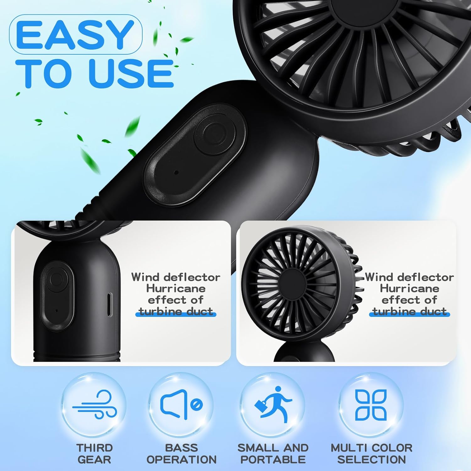 Skiennix Mini Portable Fan - Lightweight Handheld USB Rechargeable - 3 Speed for Makeup & Travel | Black & White, 6 Pack