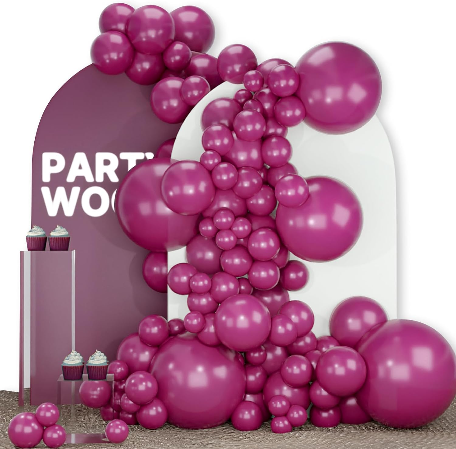 PartyWoo Dark Purple Balloons - 140-Piece Boho Balloon Arch Kit for Baby Showers & Birthdays | Dusty Plum & Royal Purple