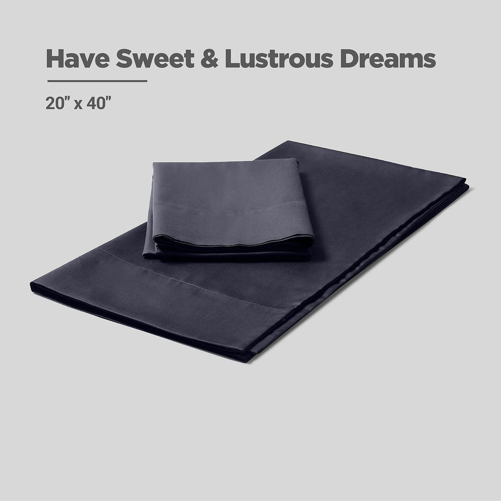Fabdreams 100% Organic Cotton King Pillow Case Set | California King Size Pillow Case Set | 400 Thread Count | GOTS Certified | Long Staple Cotton | Soft Silky Shiny | 20" x 40" | Dark Blue