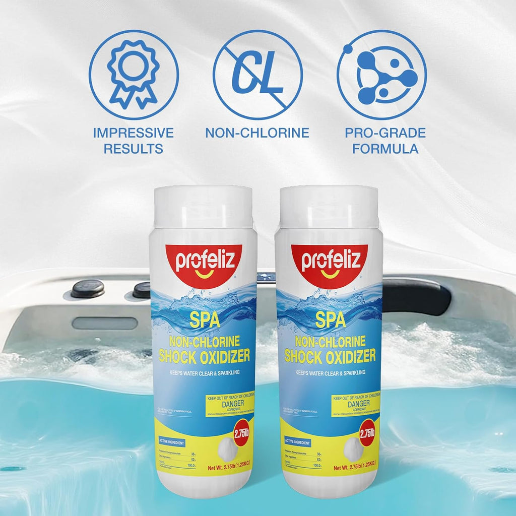 Profeliz Non-Chlorine Shock for Hot Tub & Spa - Chlorine-Free Oxidizer, 4 Pack, 11lb