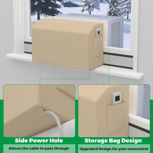 Forestchill Indoor Air Conditioner Cover, Compatible with Midea U-shaped Window AC Unit, Windproof & Dust Proof Indoor Window AC Cover with Storage Bag