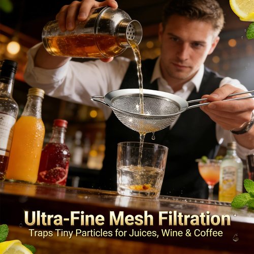 Anaeat Fine Mesh Strainers - Premium Stainless Steel Sifters with Durable Mesh & Sturdy Handle | Set of 3 Sizes (3.15", 5.5", 7.87")