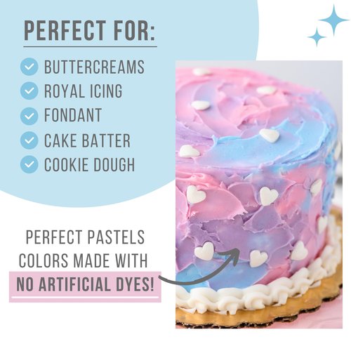 Dye Free Food Coloring Set – 3 Bottles (Blue, Purple & Pink) 1.22 fl oz | All Natural, Free from Artificial Dyes | For Frosting, Baking, Icing & Desserts (Pastel, 3 pack)