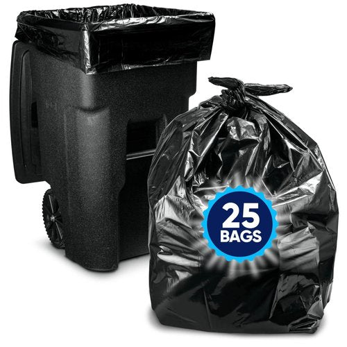 95-96 Gallon Trash Bags Heavy Duty (25 Bags w/Ties Value pack) Extra Large Trash Bags, 90 Gallon, 95 Gallon, 96 Gallon, 100 Gallon