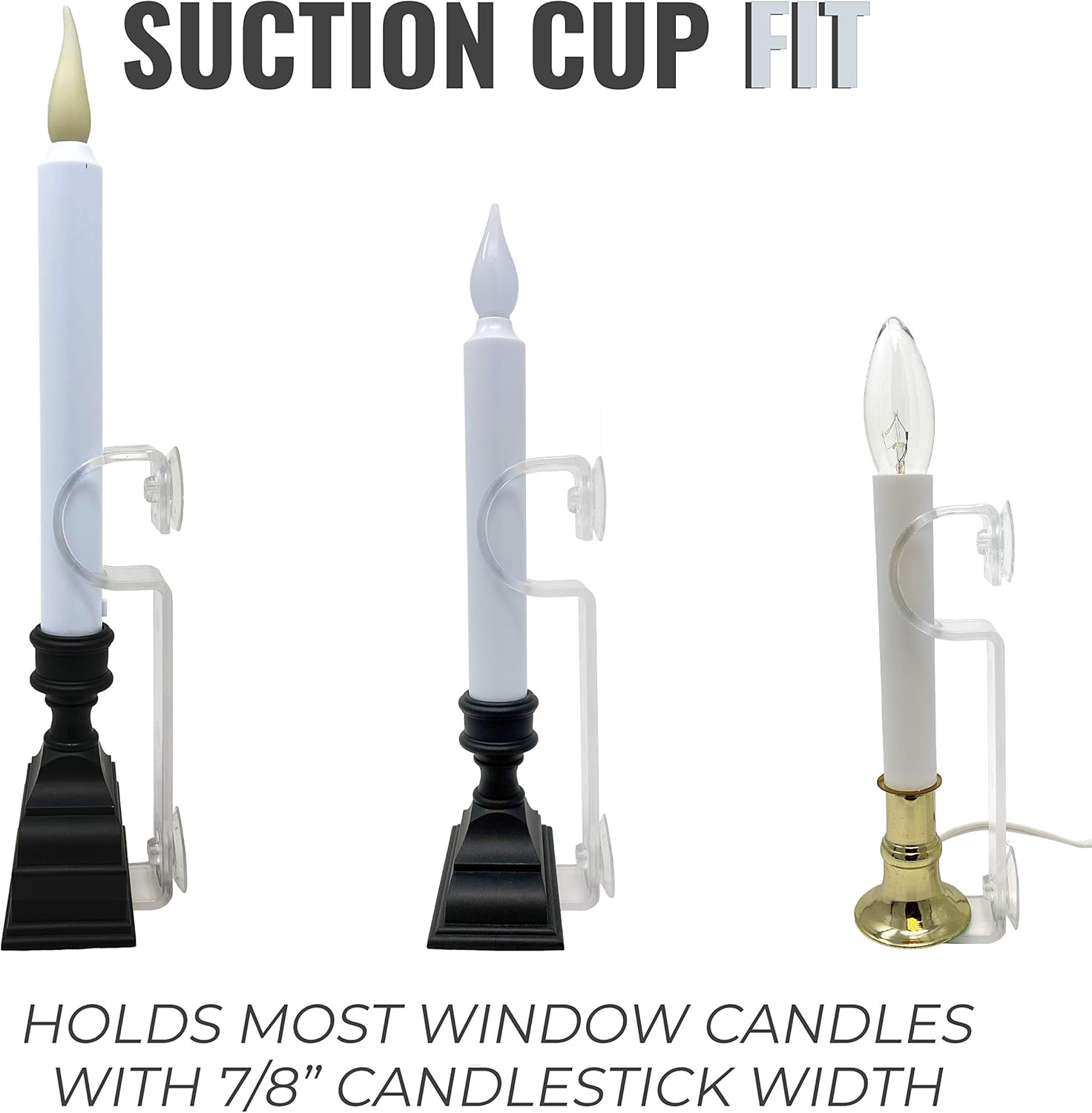 612 Vermont Window Candle Holders - Secure Suction Cups & L-Shaped Bracket | Fits Most Candles, Pack of 4