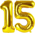 Gold Number 15 Balloon - 40 Inch 15th Birthday Decoration for Girls & Boys | Golden Party Supplies