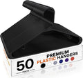 HOUSE DAY Black Plastic Hangers - Durable Space-Saving Clothes Hangers | 50 Pack for Shirts, Coats, Dresses