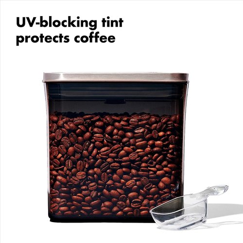 OXO Steel POP Coffee Container with Scoop - 1.7 Qt for Coffee, Tea and More, Grey - Pack of 2