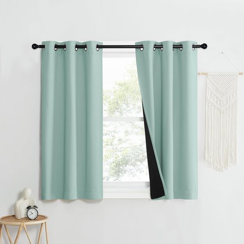 NICETOWN Blackout Curtain Set - Aqua Blue Thermal Insulated Draperies for Light Sleepers | 37W x 40L, 2 Panels