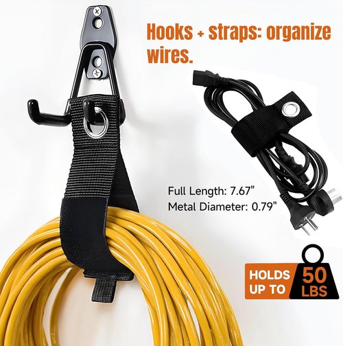 Heavy Duty Garage Hooks by [Brand Name] - 2.8 Inch Wall Mounted Storage Hangers for Ladders, Bikes & Tools | 6 Pack