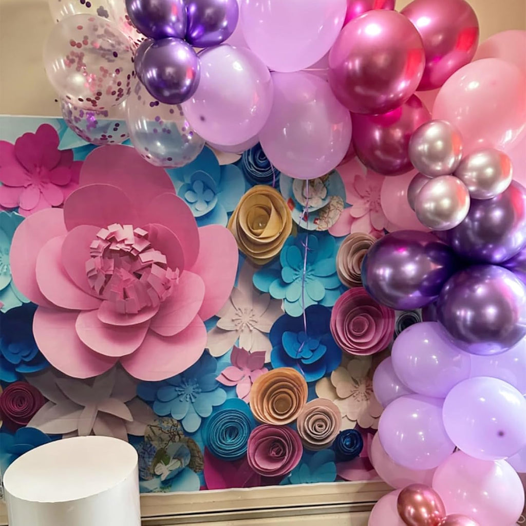 Regine Switzerland 50PCS 12-Inch Metallic Pink & Purple Confetti Balloons - Perfect for Party Decorations