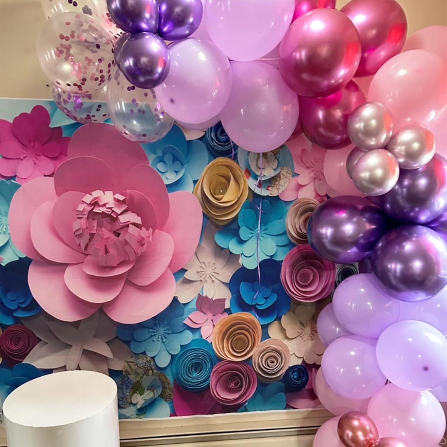 Regine Switzerland 50PCS 12-Inch Metallic Pink & Purple Confetti Balloons - Perfect for Party Decorations