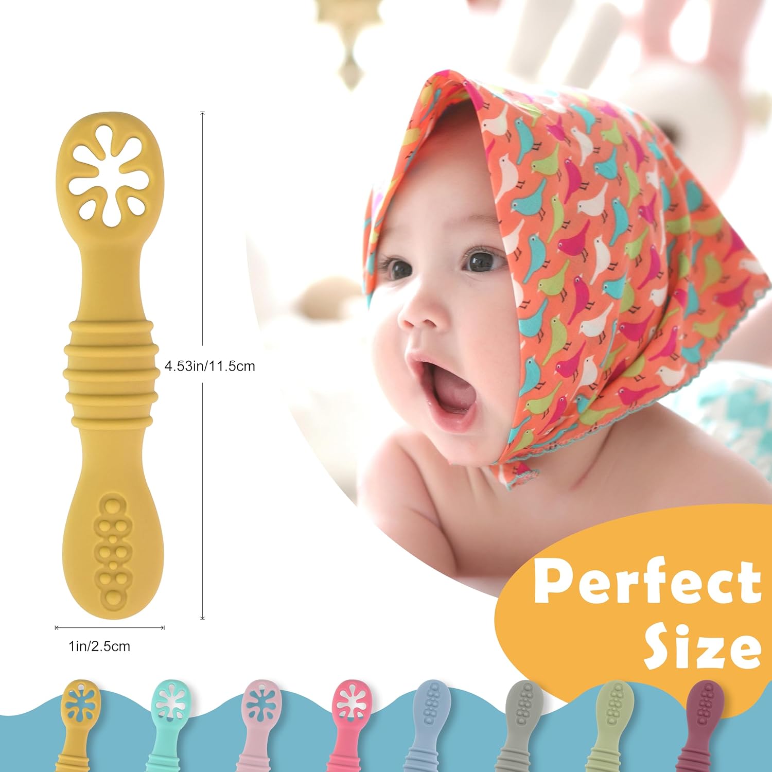 Skiennix Baby Led Weaning Utensils - 8 Pcs Silicone Self-Feeding Spoons for 6+ Months - Multicolor