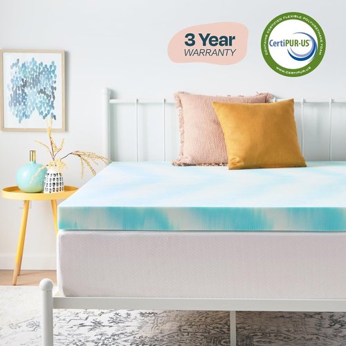 Linenspa 4 Inch Gel Memory Foam Mattress Topper - California King Size | Cooling & Pressure Relieving, CertiPUR Certified