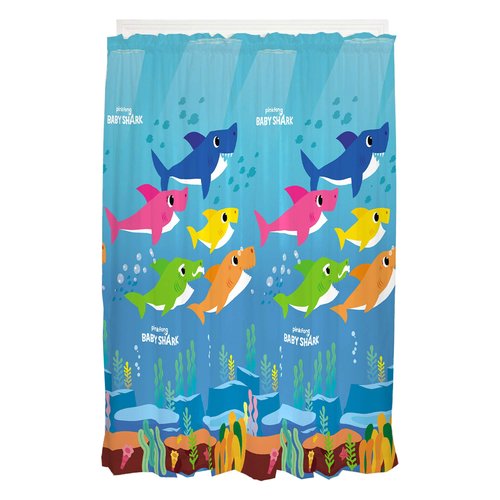 Franco Kids Room Window Curtain Panels Drapes Set, 82 in x 63 in, Baby Shark