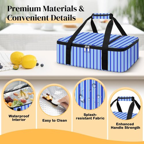 Coobiiya Insulated Casserole Carrier - Thermal Lunch Bag Keeps Food Hot or Cold | Fits 9" x 13" Baking Dish