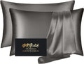 Skiennix Mulberry Silk Pillowcase Set - Anti-Acne & Hair Care | Queen Size, Dark Gray, 2 Pack