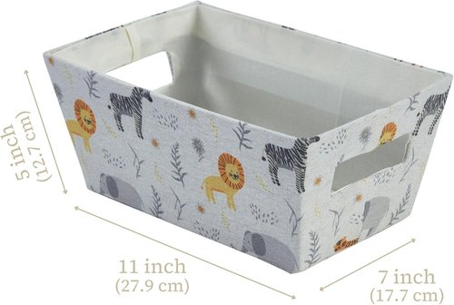 DECOMOMO Small Storage Baskets - Cute Animal Print Organizing Bins for Nursery & Living Room | Set of 4