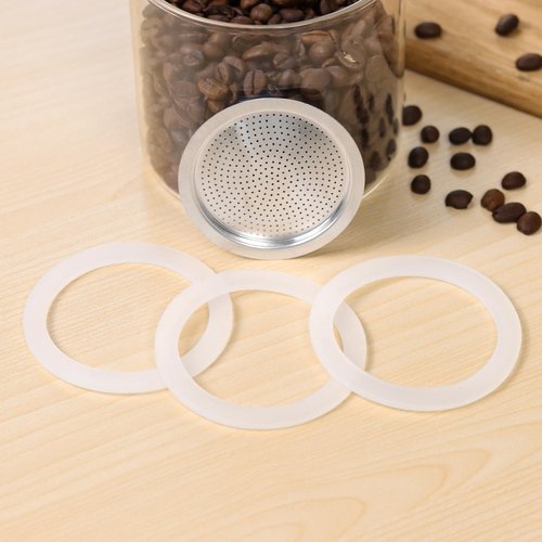 Sivaphe 9 Cup Stovetop Espresso Coffee Maker Replacement Infuser Parts Only for 450ml Aluminum Italian Moka Pot, 1 Filter and 3 Silicone Gasket Seals