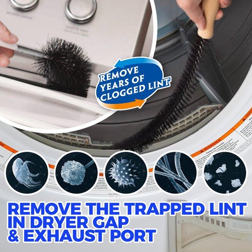Holikme Dryer Vent Cleaner Kit - 30ft Cleaning Brush & Vacuum Attachment for Lint Removal | Blue
