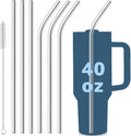 Skiennix 40oz Tumbler Straws - 6 Metal Stainless Steel Replacement Straws, 12-Inch Extra Long | 3 Straight & 3 Bent